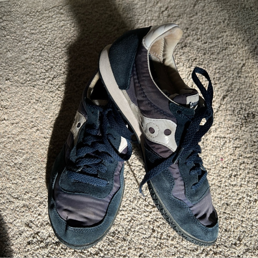 Saucony Shoes Womens Sz 10 Bullet Running Sneakers Blue Suede Lace Up 1943-33